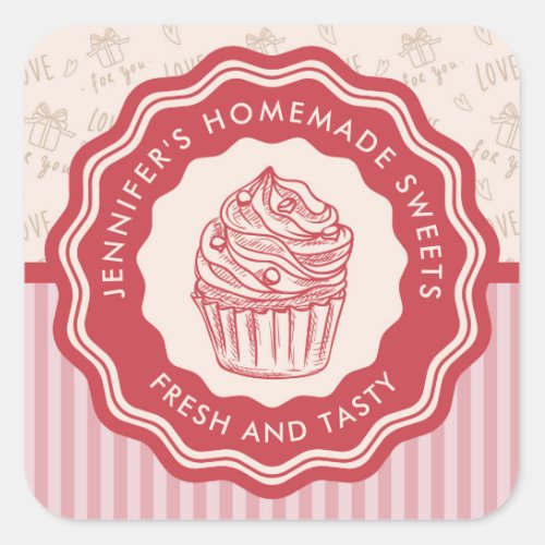 Personalized Baked Goods Homemade Bakery Square Sticker