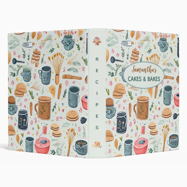Personalized Baked Goods Recipe  3 Ring Binder (Background)