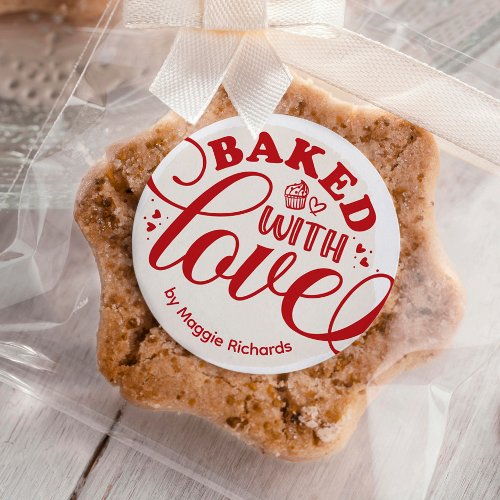 Personalized Baked With Love Baking Classic Round Sticker