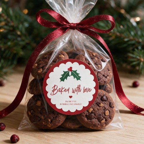 Personalized Baked with Love Christmas Baking Classic Round Sticker