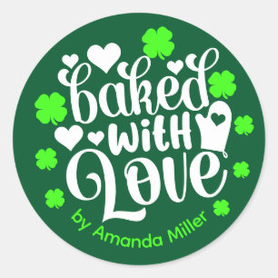 Personalized Baked With Love Irish Baking Classic Round Sticker