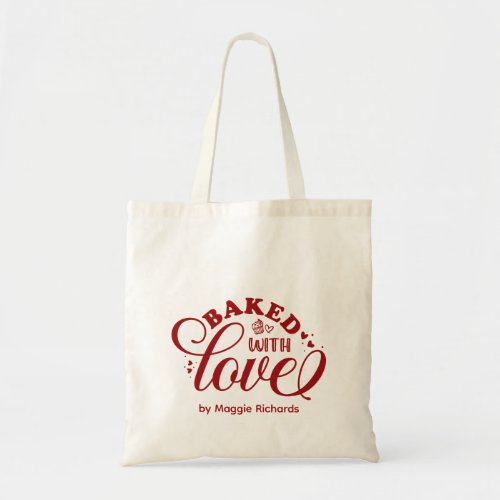Personalized Baked with Love Red Bakery Tote Bag