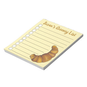 Personalized Baker Grocery List Croissant Pastry Notepad