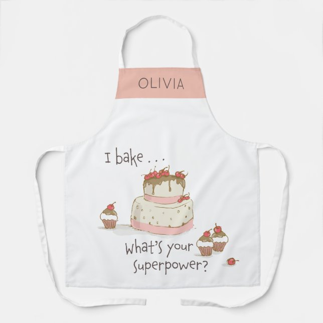 Personalized Baker I bake What's Your Superpower Apron (Front)