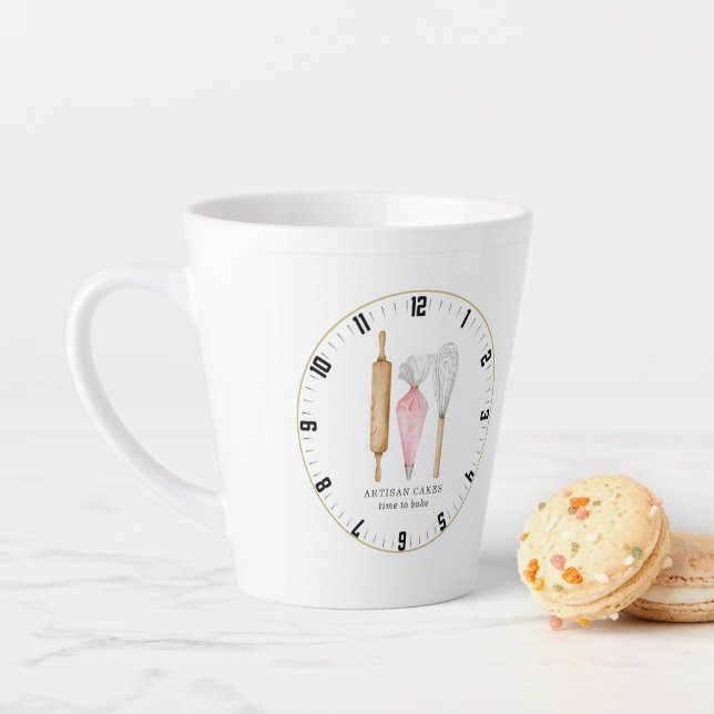 Personalized Baker Pastry Chef Time To Bake  Latte Mug (In Situ)