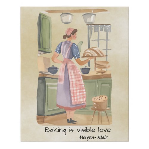 Personalized Bakers Cottagecore Farmhouse Kitchen Faux Canvas Print