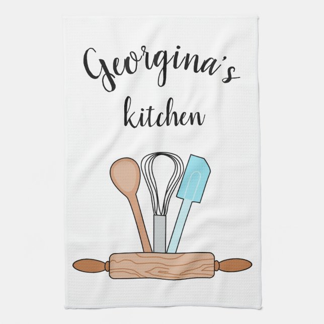 Personalized Bakers Tools Kitchen Towel (Vertical)