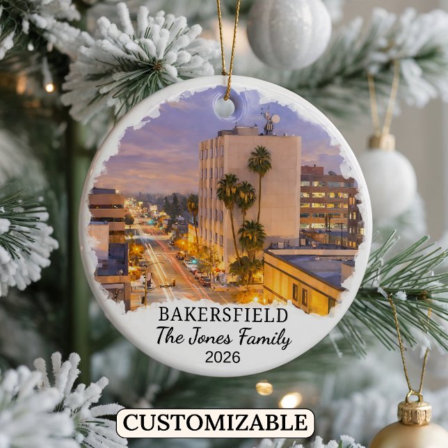 Personalized Bakersfield Ornament, California Ceramic Ornament (Creator Uploaded)