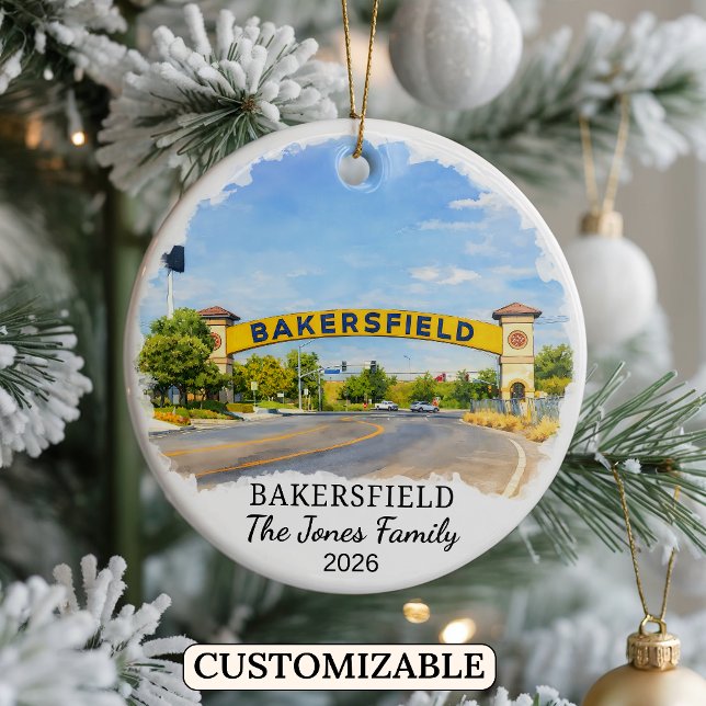 Personalized Bakersfield Ornament, California Ceramic Ornament (Creator Uploaded)
