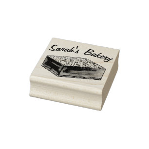 Personalized Bakery Baked By Lemon Bar Square Rubber Stamp