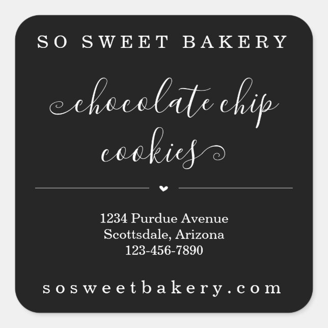 Personalized Bakery Food Sticker  Black Background (Front)