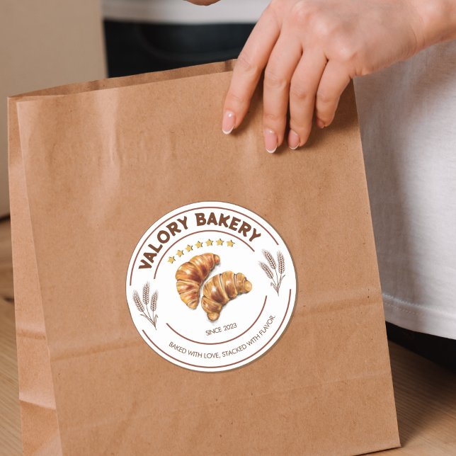 Personalized Bakery Product Label (CROISSANTS) (Background color, business name, tagline and year are a customizable.)
