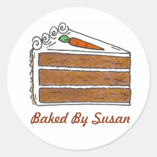 Personalized Baking Baked By Carrot Cake Slice Classic Round Sticker