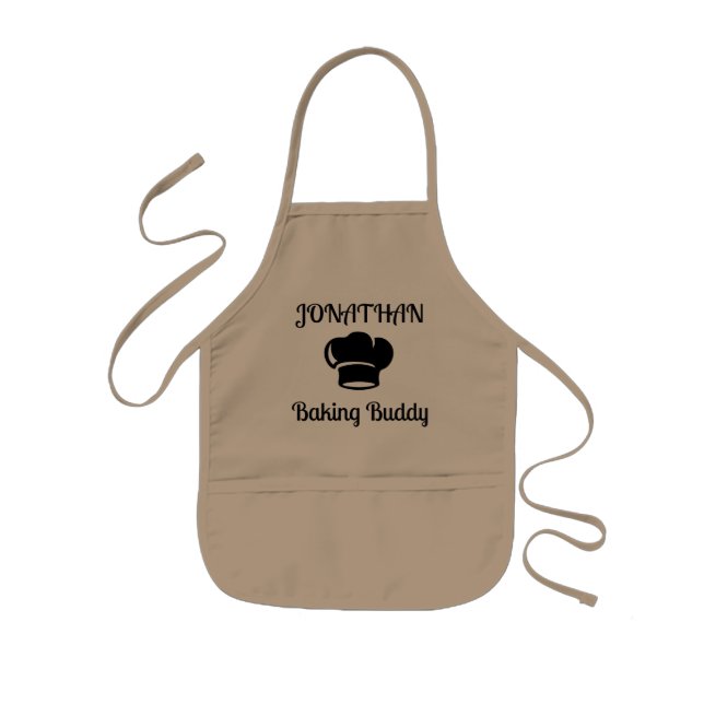 Personalized Baking Buddy With Chef Hat Kids' Apron (Front)