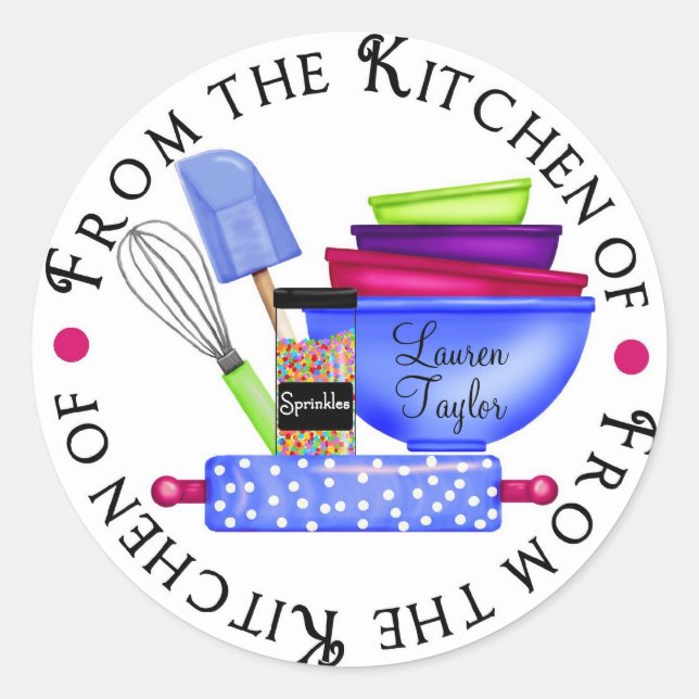 Personalized Baking Cooking Kitchen Stickers (Front)
