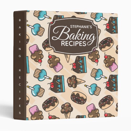 Personalized Baking Dessert Family Recipe 3 Ring Binder