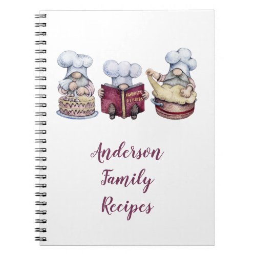 Personalized Baking Gnomes Family Recipe Notebook