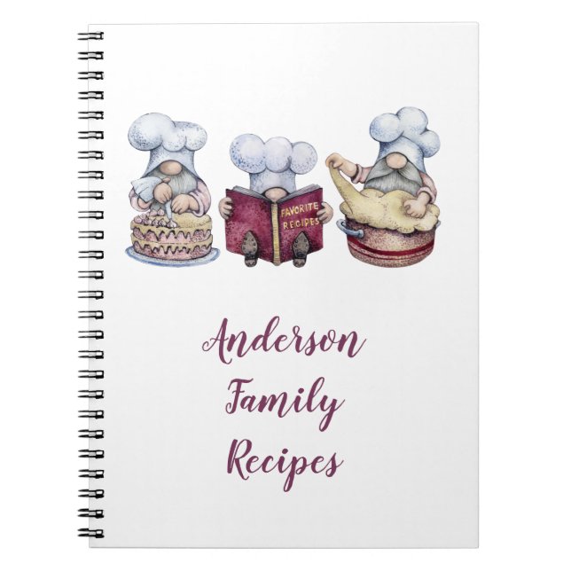 Personalized Baking Gnomes Family Recipe Notebook (Front)