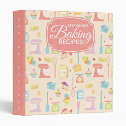 Personalized Baking Ingredients Family Recipe 3 Ring Binder