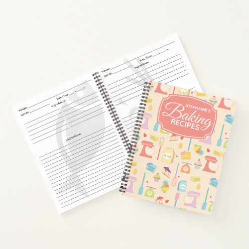 Personalized Baking Ingredients Family Recipe Notebook