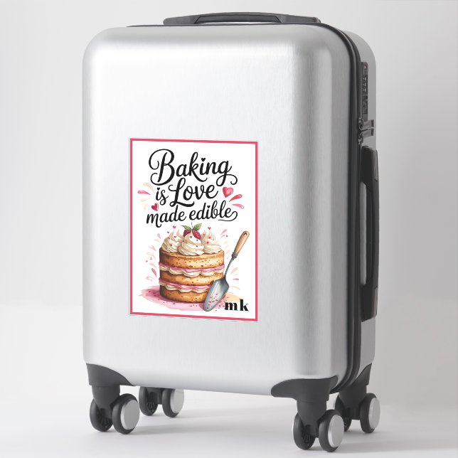 Personalized Baking is love made edible Sticker (Suitcase)