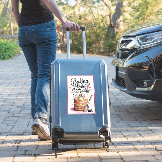 Personalized Baking is love made edible Sticker (Suitcase Insitu)