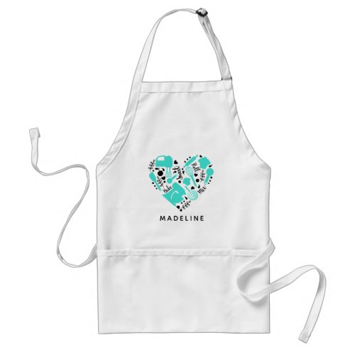 Personalized Baking Lover Heart Name Adult Apron