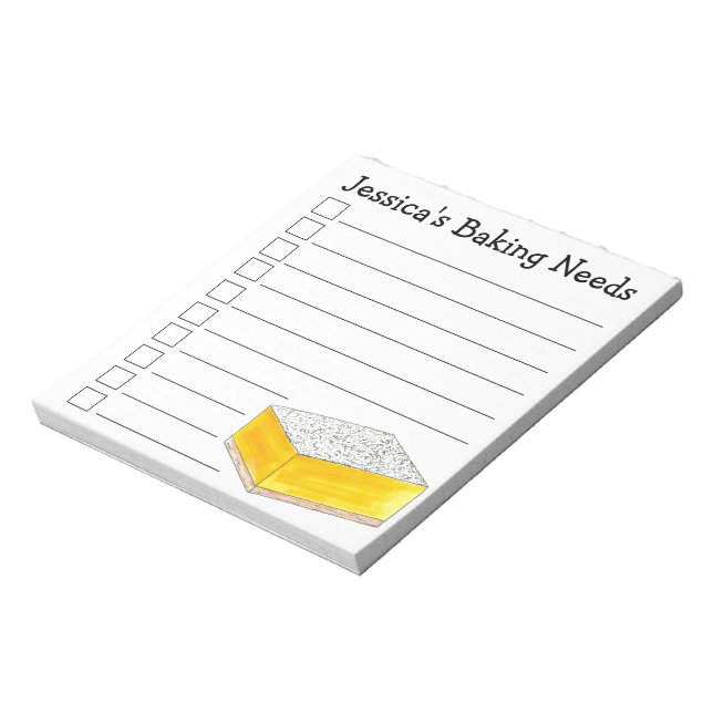 Personalized Baking Needs Lemon Square To Do List Notepad (Rotated)