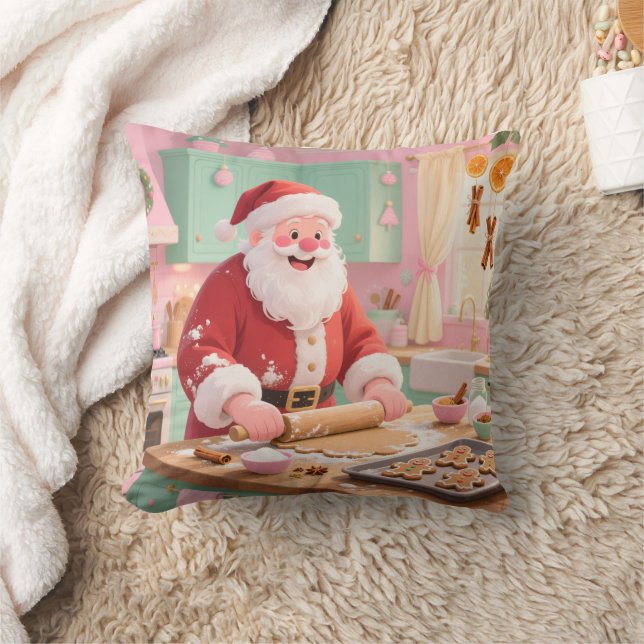 Personalized" Baking Spirits Bright" Christmas Throw Pillow (Blanket)