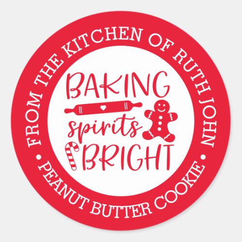 Personalized Baking Spirits Bright Holiday Baking  Classic Round Sticker