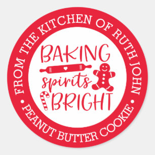 Personalized Baking Spirits Bright Holiday Baking Classic Round Sticker