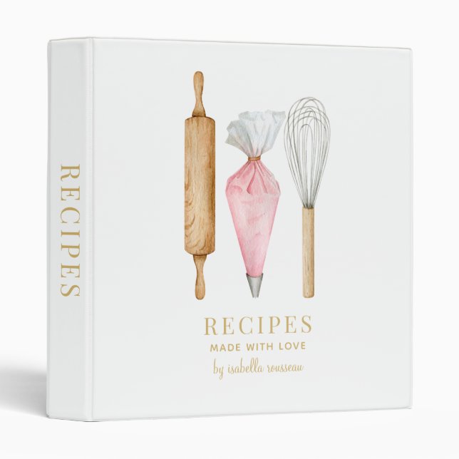 Personalized Baking Utensils Recipe 3 Ring Binder (Front/Spine)