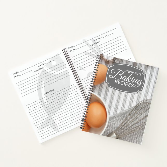 Personalized Baking Whisk Family Recipe Notebook (Inside)