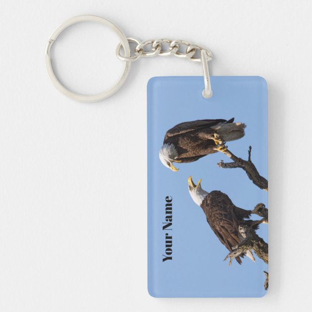Personalized Bald Eagle Keychain - Add Your Name (Front)