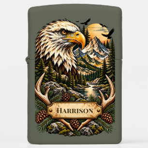 Personalized Bald Eagle Mountain Zippo Lighter