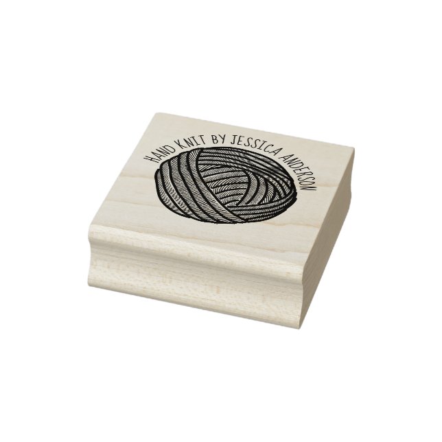 Personalized Ball of Yarn Doodle Style Drawing Rubber Stamp (Stamp)