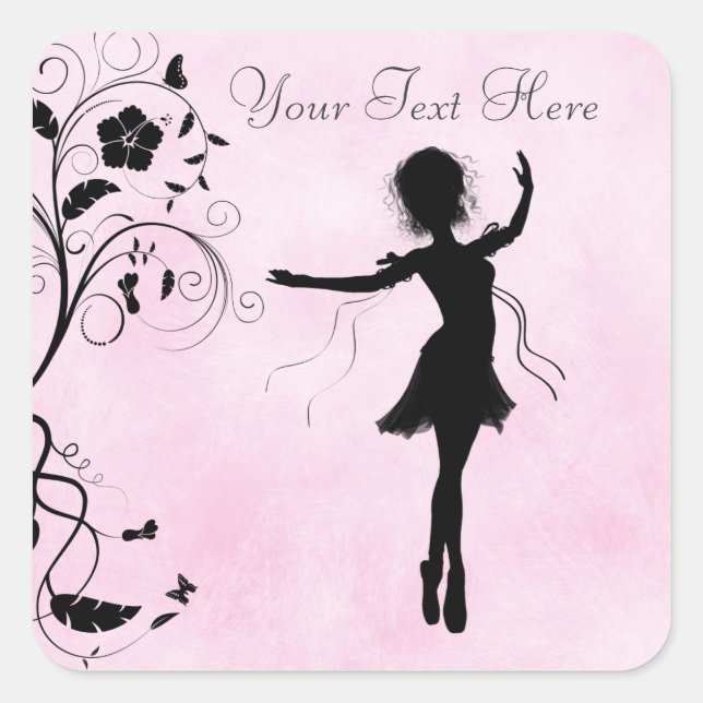 Personalized Ballerina and Flowers Stickers (Front)
