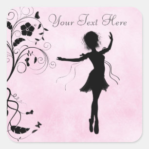 Personalized Ballerina and Flowers Stickers