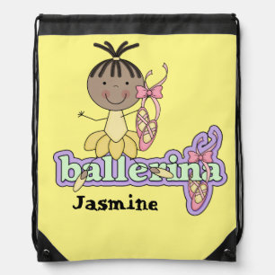 Personalized Ballerina and Slippers Drawstring Bag