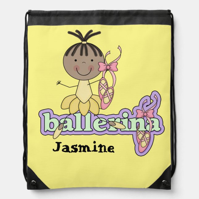 Personalized Ballerina and Slippers Drawstring Bag (Front)