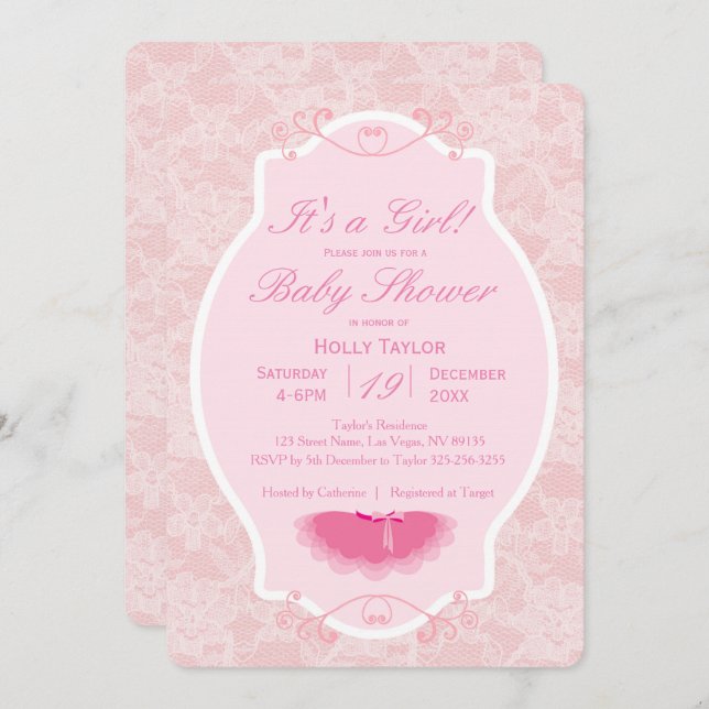 Personalized Ballerina Baby Shower Invitation (Front/Back)