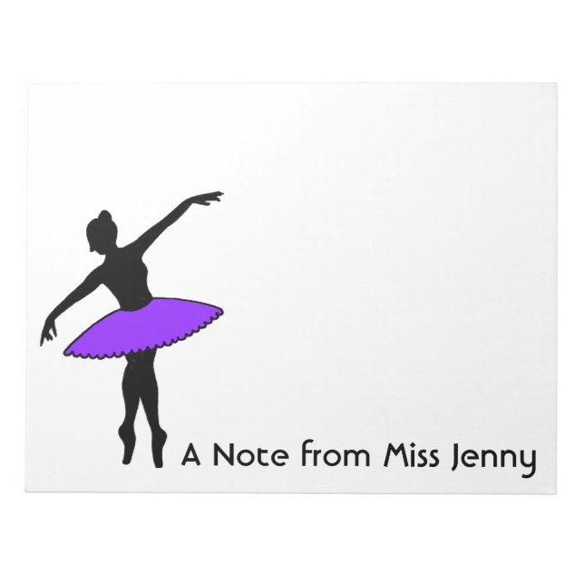 Personalized Ballerina Ballet Dance Dancer Notepad (Front)