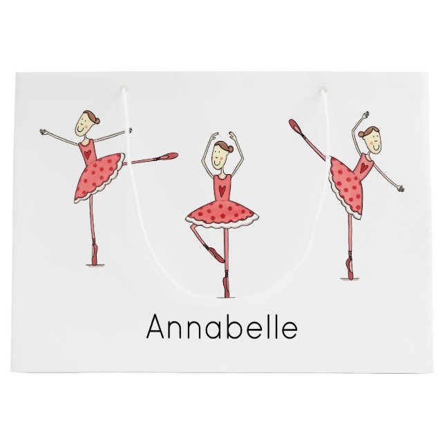 Personalized Ballerina Ballet Dancer Large Gift Bag (Front)
