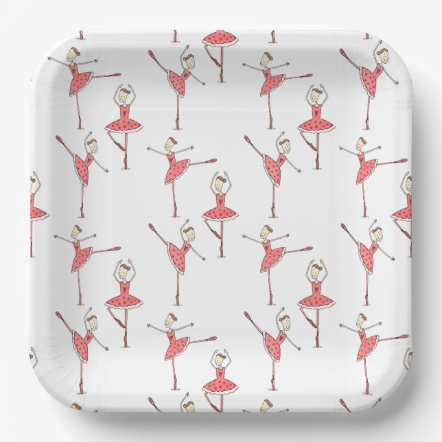 Personalized Ballerina Ballet Dancer Paper Plates (Front)