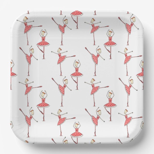 Personalized Ballerina Ballet Dancer Paper Plates (Front)