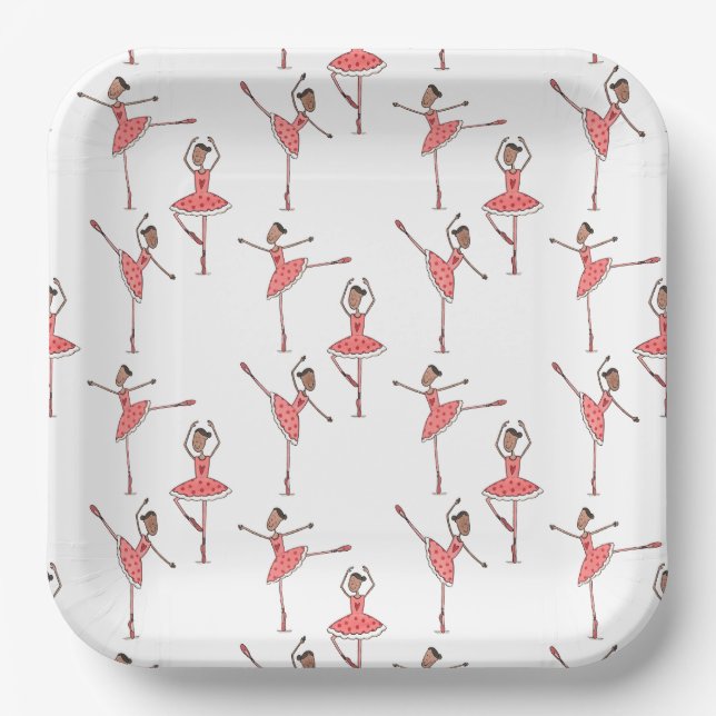 Personalized Ballerina Ballet Dancer Paper Plates (Front)