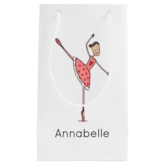 Personalized Ballerina Ballet Dancer Small Gift Bag (Front)