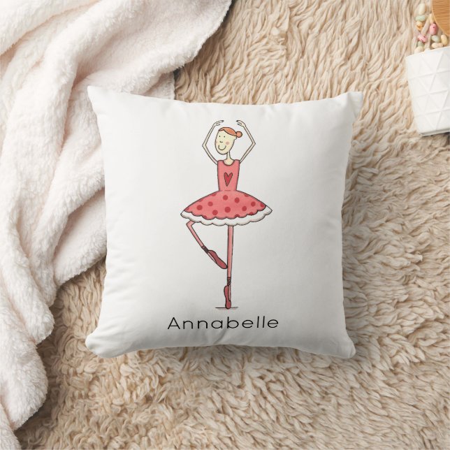 Personalized Ballerina Ballet Dancer Throw Pillow (Blanket)