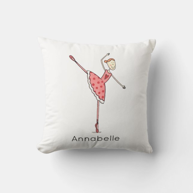 Personalized Ballerina Ballet Dancer Throw Pillow (Front)