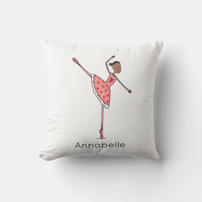 Personalized Ballerina Ballet Dancer Throw Pillow (Front)